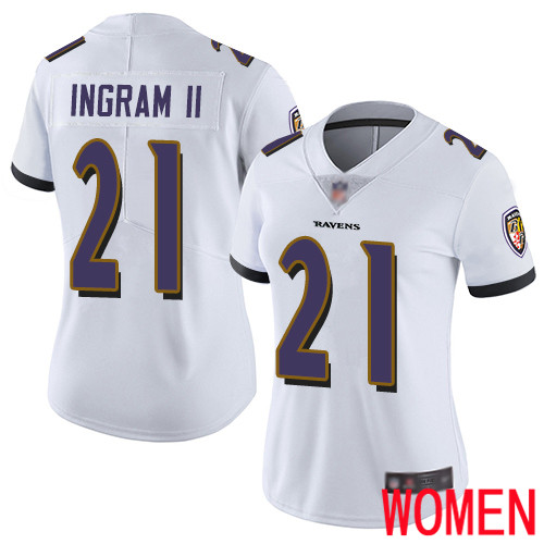 Baltimore Ravens Limited White Women Mark Ingram II Road Jersey NFL Football 21 Vapor Untouchable
